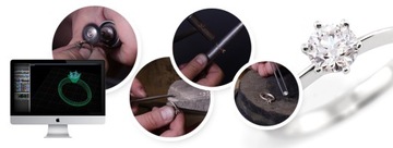 BIAŁE ZŁOTO 585 PIERŚCIONEK z BRYLANTEM 0.11ct