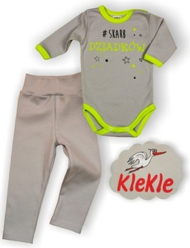 Komplet Body Napisy+Legginsy Spodenki SKARB DZIADKÓW r 86 KLEKLE