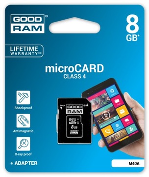 КАРТА GOODRAM MICRO SD ПАМЯТЬ 8 ГБ + АДАПТЕР SDHC