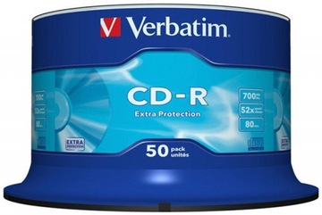 PŁYTA CD-R VERBATIM, 700MB, PRĘDKOŚĆ 52X, CAKE, 50