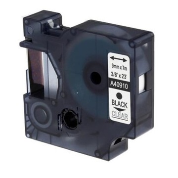 TAŚMA DO DYMO D1 40910 9mm PRZEZROCZYSTE/CZARNY