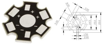 МОЩНЫЙ СВЕТОДИОД 3Вт BRIDGELUX 8500K на печатной плате 45мил