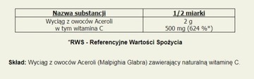 NATURALNA WITAMINA C Acerola proszek 250 porcji 250g