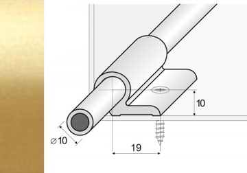 Лестничный карниз + ручки, 135см ЗОЛОТО A06