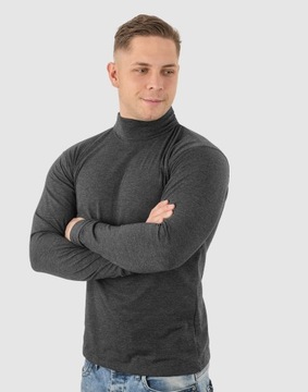 Elegancki Sweter Golf Męski Golfy WXM 5XL antracyt