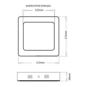 Lampa sufitowa oprawa natynkowa panel LED 12W KW
