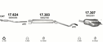 Tłumiki komplet+rura z łącznikiem elastycznym Opel Astra H 1,8 kombi 04-10r