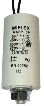 Kondensator 5uF +/- 10% MIFLEX MKSP-5P Silnikowy
