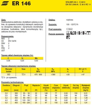 Рутиловые электроды ESAB ER 146 fi 2,5 x 350 5 кг