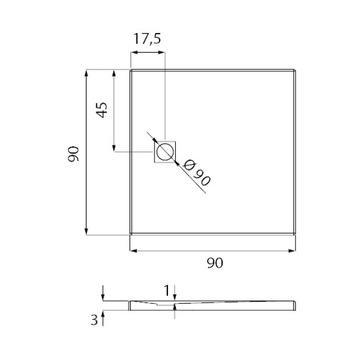 BRODZIK KONGLOMERATOWY POSADZKOWY CZARNY 90X90