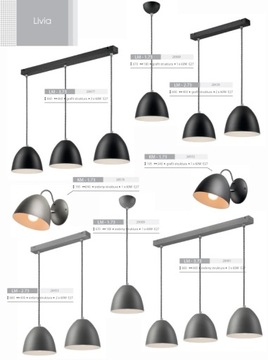 3 LAMPA WISZĄCA METALOWA LIVIA LOFT GRAFIT BIAŁA