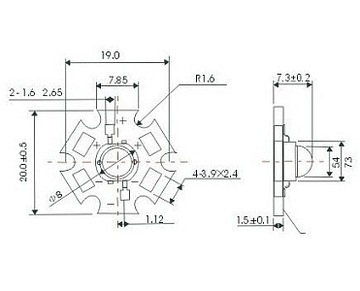 DIODA LED 3W czerwona DEEP RED 660nm powerLED na podstawce PCB