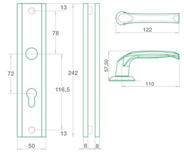 Klamko- pochwyt zewn. Niagara Plus AXA inox 72mm