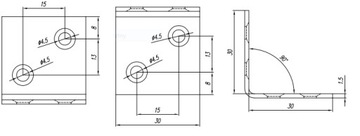 KSO1 РАЗЪЕМ МЕБЕЛЬНЫЙ ШИРОКИЙ УГОЛ СЕРЕБРЯНЫЙ 30x30x30x1,5 50 шт.