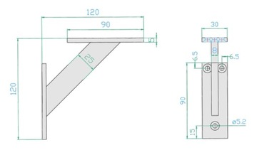 2 SZT UCHWYT PODPÓRKA PÓŁKI WSPORNIK 120 mm ALU