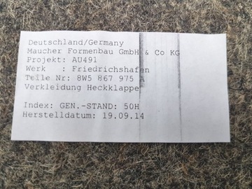 фото thumb №6, Обивка крышки задний audi a4 b9 sedan 8w5867975a