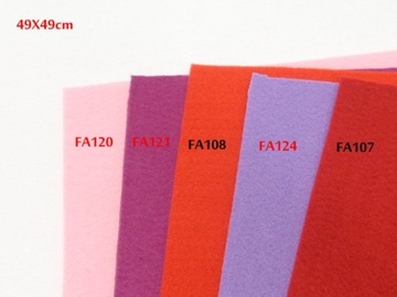 FA151 Фетр 5 листов 49х49см 20 цветов 4мм ОПТ