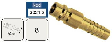 Адлер Латунный соединитель для шланга 8 мм 3021.2