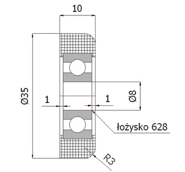 ROLKA POLIAMIDOWA 35mm wózka bramowego R-35-10/8