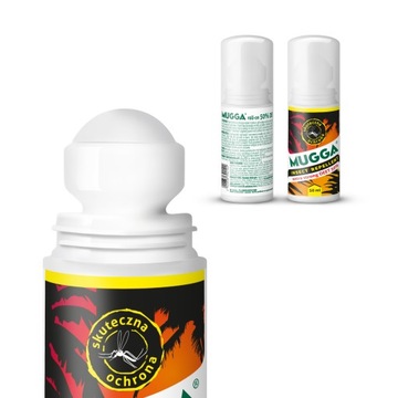 DUŻY ZESTAW NA KOMARY TROPIKALNE MUGGA STRONG 50% DEET SPRAY BALSAM ROLL-ON