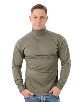 Elegancki Sweter Golf Męski Golfy WXM 4XL oliwkowy