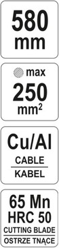 NOŻYCE DO KABLI przewodów 250mm2 YATO YT-18611