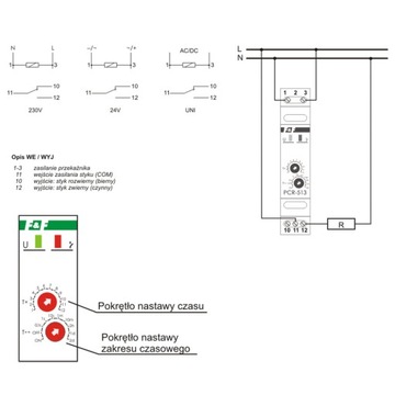 РЕЛЕ ВРЕМЕНИ F&F 1П 10А 230В PCR-513