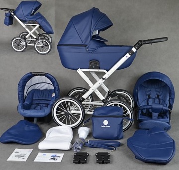 КЛАССИЧЕСКАЯ ДЕТСКАЯ КОЛЯСКА 4В1 РЕТРО BERCO CLASSIC ISOFIX БАЗА + АКСЕССУАРЫ