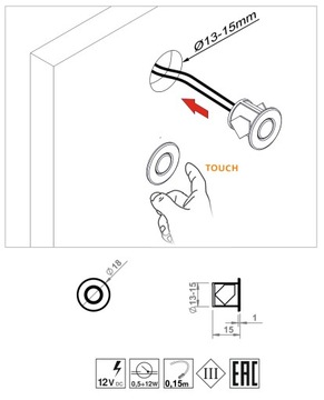 Wyłącznik dotykowy ściamniacz sensorowy do LED 12V