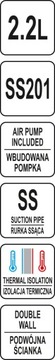 ТЕРМОС ДЛЯ КОНФЕРЕНЦ-СТОЛИКА, СТАЛЬ, С НАСОСОМ, 2,2 Л