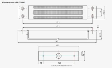 EL-350MS zwora elektromagnetyczna wpuszczana 180KG