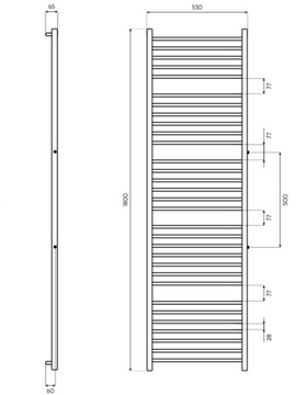 180x53 grzejnik SPARK boczny - BIAŁY