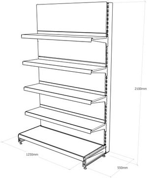 MAGO металлическая стенка ПОЛКА ДЛЯ МАГАЗИНА 210/125/55