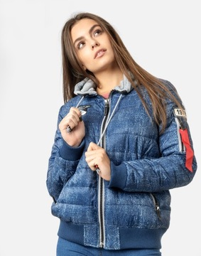 Kurtka Bomberka Damska Ocieplana 23360 r XL jeans