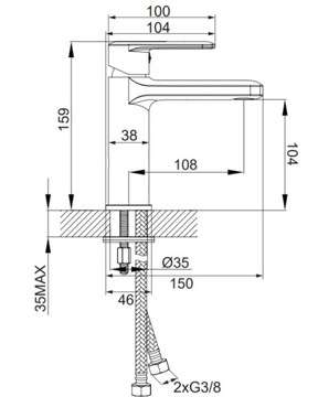 OMNIRES EBRO EB2110 Bateria umywalkowa stojąca chrom