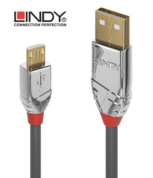 Lindy 36653 USB 2.0 A — линейный кабель Micro-B Cromo — 3 м