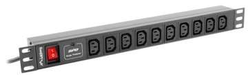 RACK STRIP 19 10A 10X IEC C13 2м LANBERG C14 для выключателя предохранителя шкафа