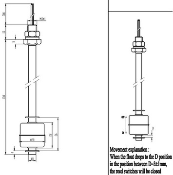 ПОПЛАВОВОЙ ДАТЧИК УРОВНЯ ЖИДКОСТИ 150 ММ НЕРЖАВЕЮЩАЯ СТАЛЬ