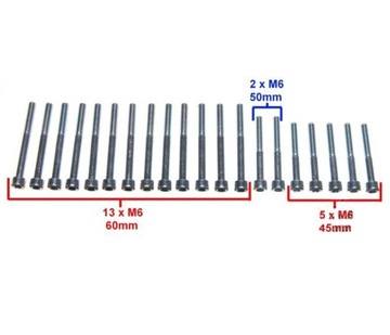 КОМПЛЕКТ БОЛТОВ С ШЕСТИГРАННОЙ ГОЛОВКОЙ ДЛЯ ДВИГАТЕЛЯ MZ ETZ 150