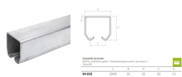 РЕЛЬСОВАЯ НАПРАВЛЯЮЩАЯ 35х32 откатные ворота 290см