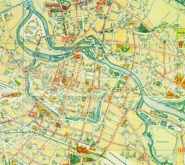 BRESLAU PLAN 1931 WROCŁAW ROZKŁAD TRAMWAJ AUTOBUS