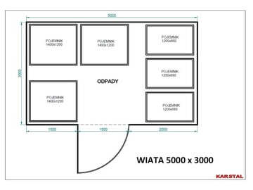 Wiata śmietnikowa, altana, 5X3m PRODUCENT Jastrząb