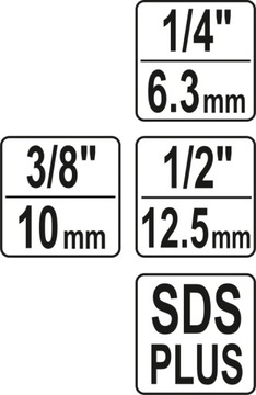 ПЕРЕХОДНИКИ YATO SDS-PLUS ДЛЯ РОЗЕТОК 1/4 3/8 1/2 3шт.