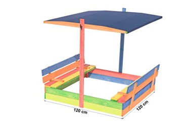 Деревянная песочница с крышей, 120х120.