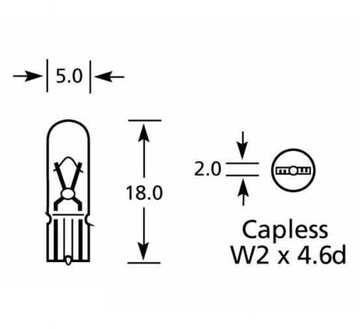 ЛАМПОЧКА 12В W1.2W 1.2W W2X4.6D