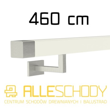 Handrail wall-mounted wooden 40x40 460cm white inox, фото