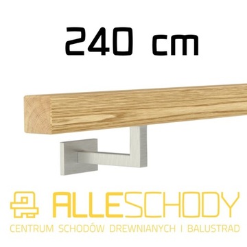 Handrail wall-mounted wooden 40x40 240cm oak color, фото