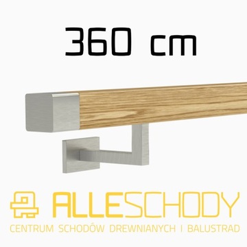 Handrail wall-mounted wooden 40x40 360cm oak color, фото