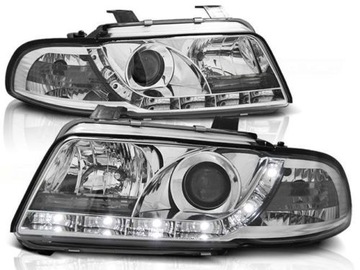Фари передні dayline audi a4 b5 95 - 99r хром, фото
