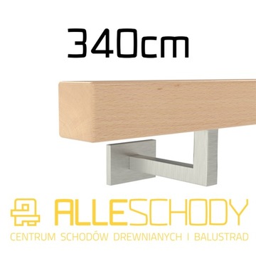 Handrail wall-mounted wooden 40x40 340cm beech color, фото